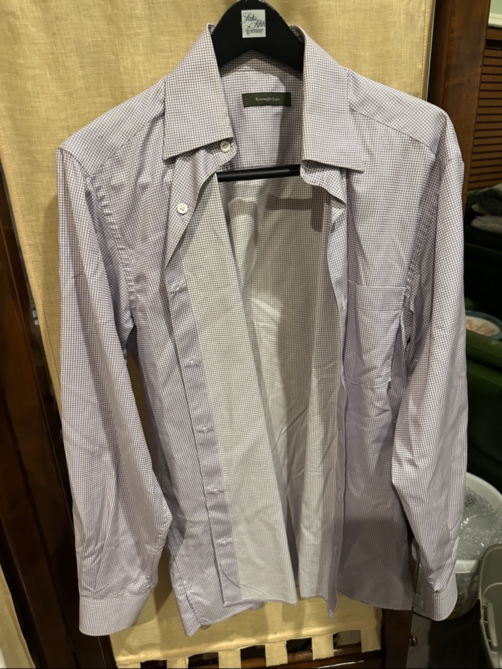 Ermenegildo Zegna Lavender Micro-Check Dress Shirt